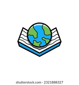 Earth and book illustration. Suitable for logo, icon and symbol engaged in education or science 