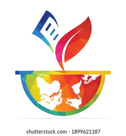 Earth book logo design concepts. Green School Logo Vector Template Design Illustration.
