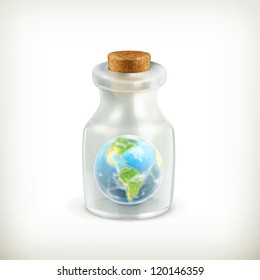 Earth in a bottle, vector icon