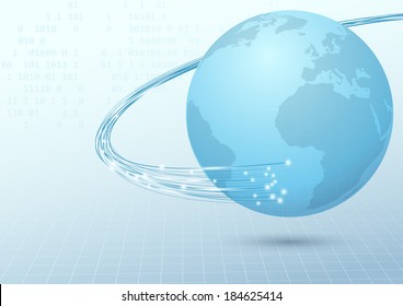 Earth broadband cable connection background. Vector illustration
