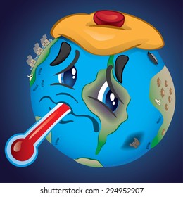 Earth, bruised and saddened by pollution and abuse of man.