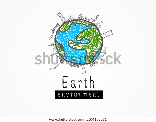 Earth building draw Is a beautiful art\
vector design\
illustration
