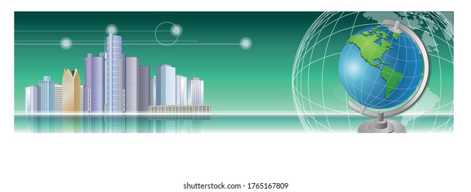 Earth and Building. Science and Technology Background Illustrator 