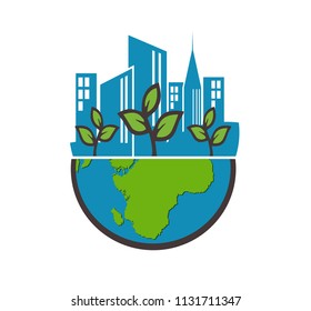 earth with building vector 