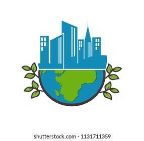 earth with building vector 
