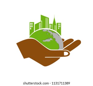 earth with building vector 