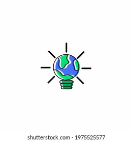 Earth Bulb Ecology Vector Icon Design Illustration eye-catching pixel perfect icon. Perfect for website, presentation, social media, and many more. Icon design outline color style