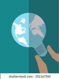 Earth bulb. Energy saving concept.