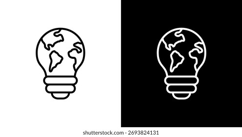 Earth Bulb White Icon Set Design