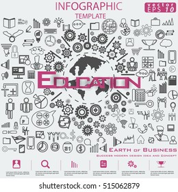 Earth of Business Success modern design Idea and Concept Vector illustration Infographic template with icon,lined pattern.