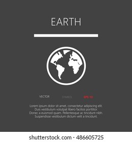 Earth button web icon flat design
