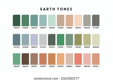 Earth Calm  Tone Color Palettes, Vector illustration OF RGB Color