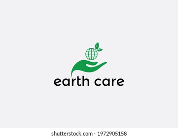Earth care Abstract world leaf hand emblem logo design