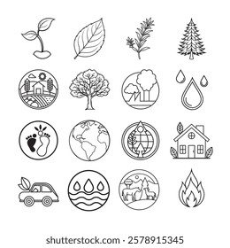 Earth care icon collection. icons for a sustainable future