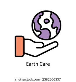 Earth Care vector Filled outline Design illustration. Symbol on White background EPS 10 File 