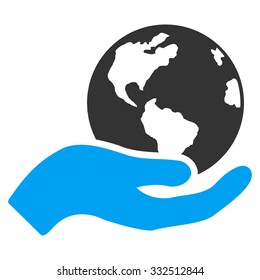 Earth Care vector icon. Style is flat symbol, rounded angles, white background.