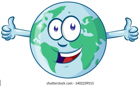 earth cartoon character earth day mascot thumbs up