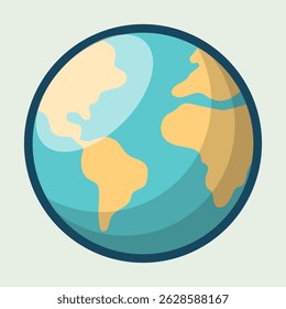 Earth cartoon continents oceans globe cartoon flat design illustration