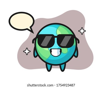 Earth cartoon with cool gesture