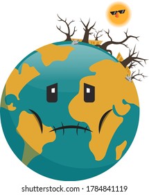 Earth cartoon with drought on it