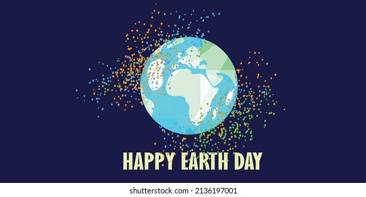 earth cartoon illustration. Happy Earth Day . dark blue background earth illustration vector