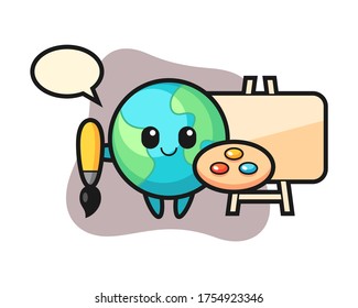 Caricatura de la Tierra como pintor