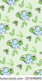 Earth cartoon pattern background. Earth doodle illustration. Earth cartoon background. Perfect for fabric, textile, wallpaper, decor, illustration, print, packaging. SSTKbackground