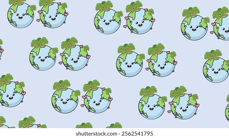 Earth cartoon pattern background. Earth cartoon illustration pattern. Earth cartoon background. Perfect for fabrics, print, textile, wallpaper, and decor. SSTKbackgrounds 