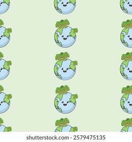 Earth cartoon seamless pattern background. Earth doodle illustration. Earth cartoon background. Perfect for fabric, textile, wallpaper, decor, shirt, illustration, print, packaging. SSTKbackgrounds
