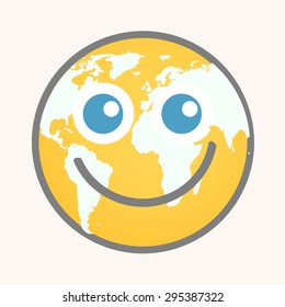 Earth - Cartoon Smiley Vector Face