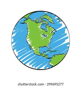 earth cartoon vector , hand drawn,isolated on white background.