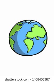 earth cartoon vector and illustration, hand drawn style, isolated on white background.