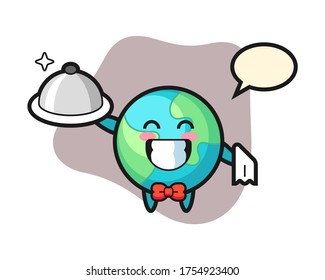 Earth cartoon as a waiters