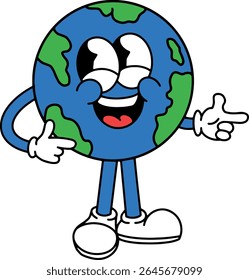 earth celebration face character vintage illustration vector color