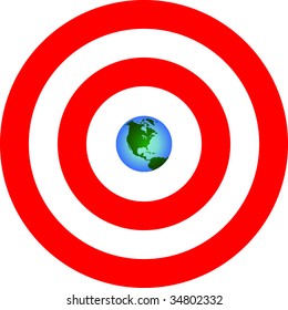 Earth at Center of Red Target