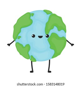 Earth character design. planet vector. symbol. logo design. earth day mascot.