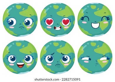 earth character with different expressions