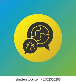 earth chat icon, on gradient background, filled