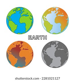 earth climate change vector illustration, green, blue, red, black, levels of earth day concept. Green planet. Earth Day. save the Earth
