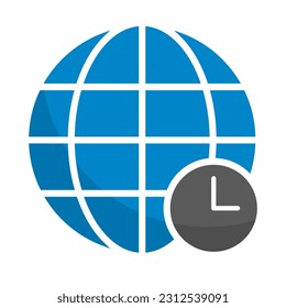 Icono de zona horaria de la Tierra y el reloj. Diferencia de tiempo. Vector.