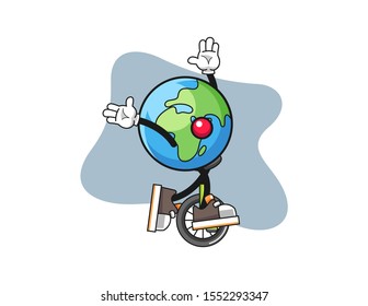 Earth clown cartoon. Mascot Character vector.