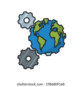 The Earth as a cogwheel in a transmission isolated vector illustration for World Standards Day on October 14