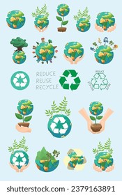 Earth collection illustration Vector concepts for graphic and web design, business presentation, marketing and print material. International Mother Earth Day. Ecology and environmental protection.