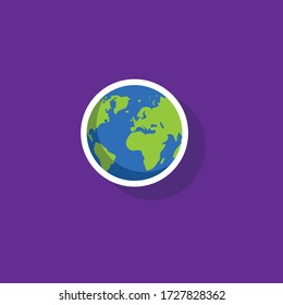 earth color icon with white outline.Conceptual vector illustration in flat style design.Isolated on background.