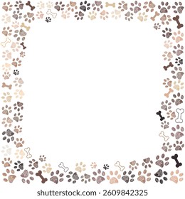 Earth colored paw prints and bones frame design