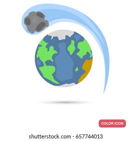 Earth And Comet Color Flat Icon For Web And Mobile Design