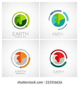 Earth company logo design, business abstract concept in circle, flat design