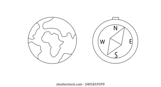 earth and compass vector, icon