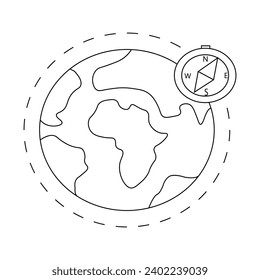 earth and compass vector, icon