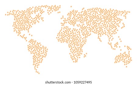 Earth composition map combined of electric power icons. Vector electric power scatter flat icons are combined into conceptual geographic illustration.